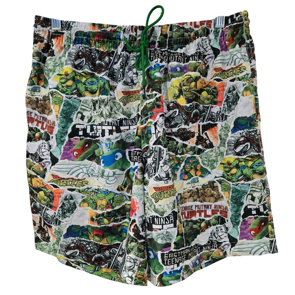 RSVLTS x nickolodean TMNT Swim Trunks Mens Medium  Comic Collage Shorts